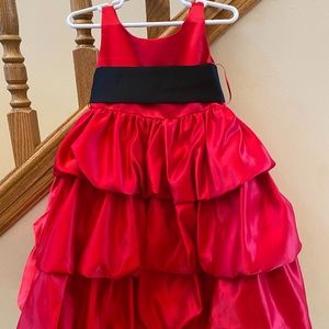 Garnet Satin Ruffle formal dress